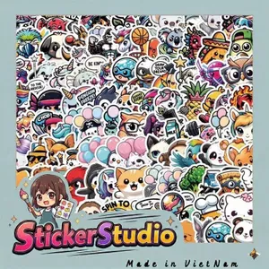 Set 60 Sticker Động Vật Dễ Thương Chống Nước Dán Laptop Vali Mũ Bảo Hiểm Sổ Tay