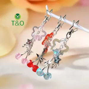 Móc khóa đính cườm kim cương thời trang Meteor Cherry Móc khóa đính cườm Túi Bapa Mặt dây chuyền Phụ kiện trang trí dây chuyền điện thoại quyến rũ [mới]
