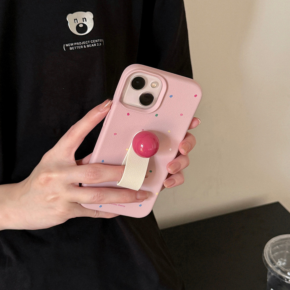 Ốp Điện Thoại Bóng Nhỏ Chấm Bi Nhỏ Phong Cách Hàn Quốc Thích Hợp Cho iPhone17ProMax Ốp Điện Thoại Playful Dễ Thương Thích Hợp Cho iPhone16pro Bao Gồm Tất Cả 15 Phong Cách Mới 14 Mềm 13 Da Giả 12 Vỏ Bảo Vệ Chống Sốc