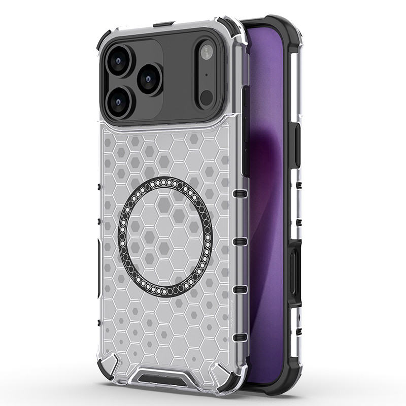 Ốp Điện Thoại Từ Tính Tản Nhiệt Tổ Ong Cho iPhone 17 16 15 14 13 12 11 Pro Max 17 Air 16 15 14 Plus Với Bốn Góc Chống Rơi Da Cảm Giác Bán Trong Suốt TPU + Vỏ PC