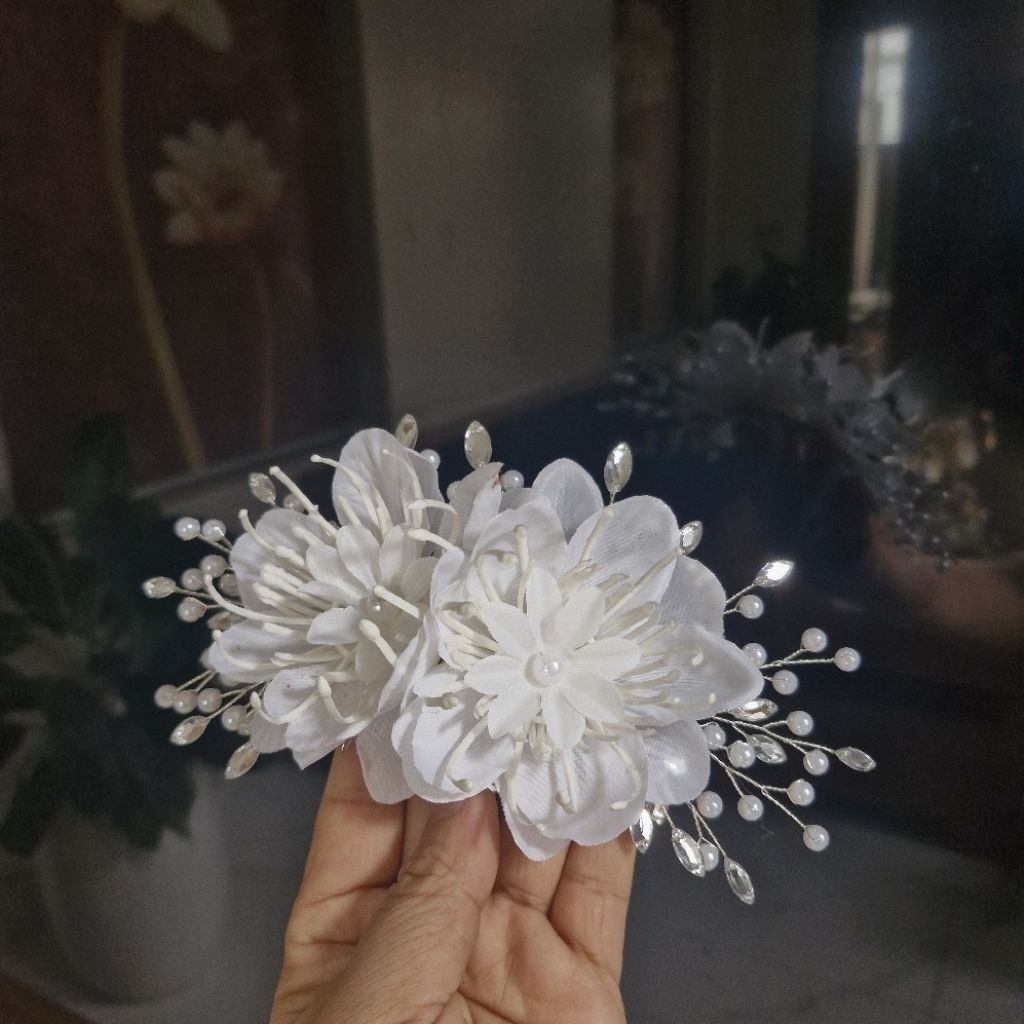 Cài tóc hoa lụa (hoa kim phượng) kèm xược dùng để cài tóc cô dâu, biểu diễn văn nghệ, Đạo cụ phụ kiện Nguyễn Nhật