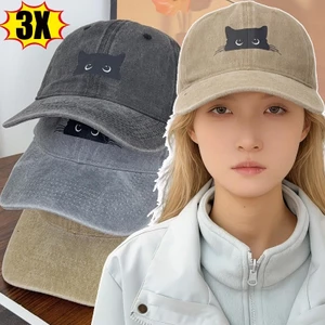 Mũ bóng chày thể thao ngoài trời họa tiết mèo đen - Thiết kế điều chỉnh được, chất liệu cotton nhẹ thoáng khí