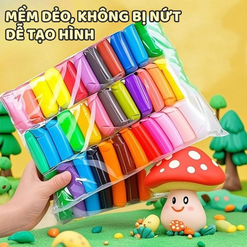 Đất Nặn Siêu Nhẹ Cho Bé 12/24/36 Màu – Dẻo Mịn, Phát Triển Khả Năng Sáng Tạo Làm Đồ Thủ Công & Slime