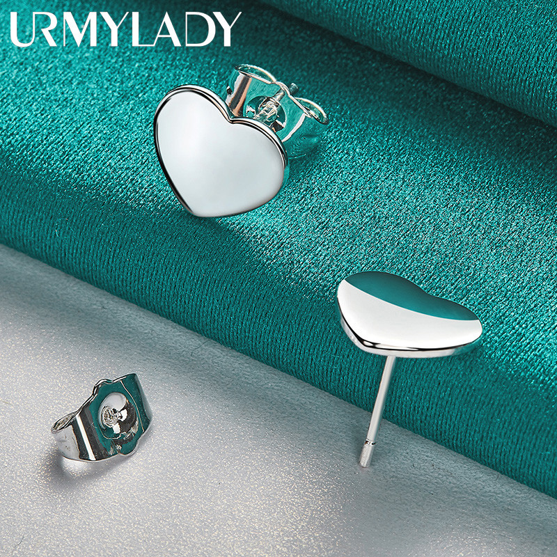 URMYLADY - Bông tai bạc 925 hình trái tim mịn, phù hợp tiệc cưới, trang sức thời thượng