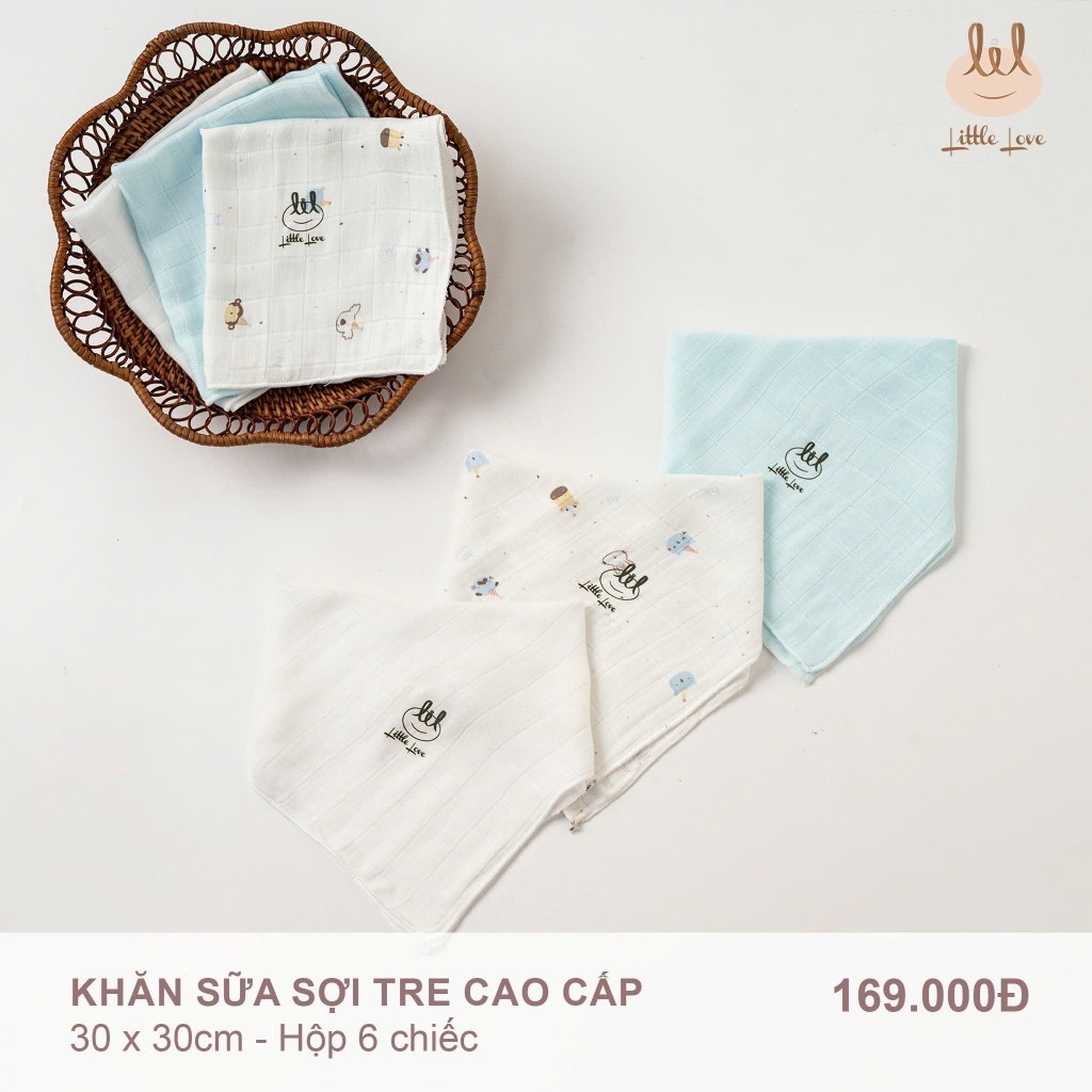 Sét 6 Khăn xô sữa [ Bamboo - sợi tre cao cấp -Siêu thấm hút & mềm ]  (BBKS02) kích thước 30cmx30cm