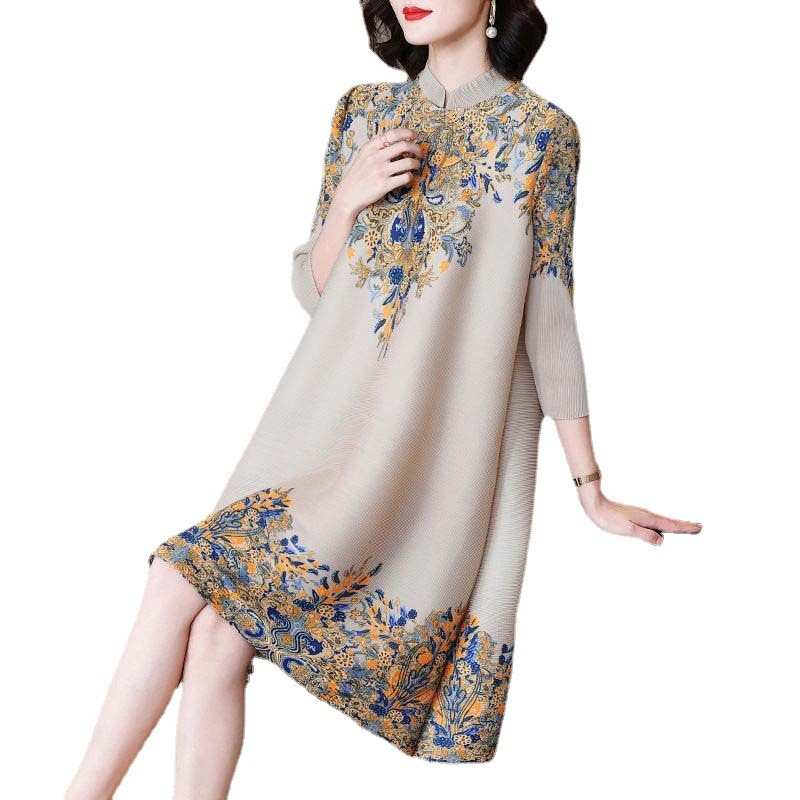 Đầm sườn xám retro hoa dành cho phụ nữ trung niên