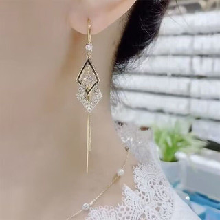 Bông Tai Hình Học Kim Cương Tua Rua - Sang Trọng, Phản Ánh Ánh Sáng Tốt