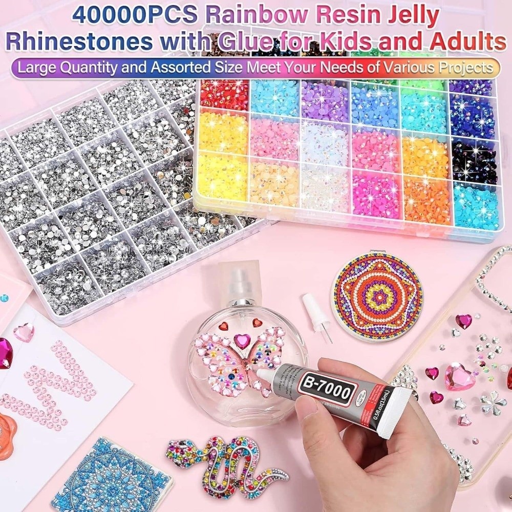 Bộ kim cương giả HOBBYIN nhựa nhiều màu, dùng cho Crafting và trang trí kính