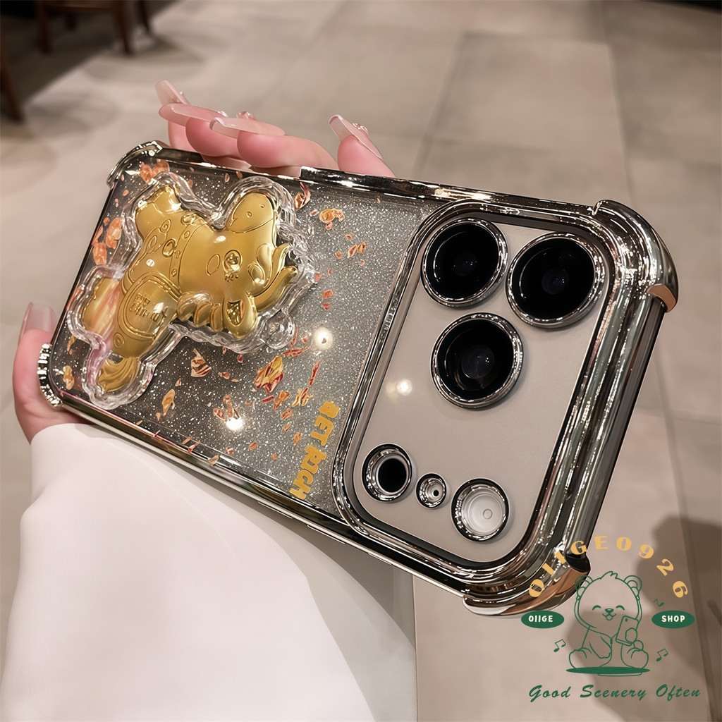 【 Ốp lưng iPhone17 】 Vỏ năm mới 2026 Vỏ ngựa Túi khí lấp lánh Vỏ điện thoại iPhone17 Pro Max 16 15 14 13 12 11 cho vỏ iPhone Vỏ mềm silicon TPU chống sốc
