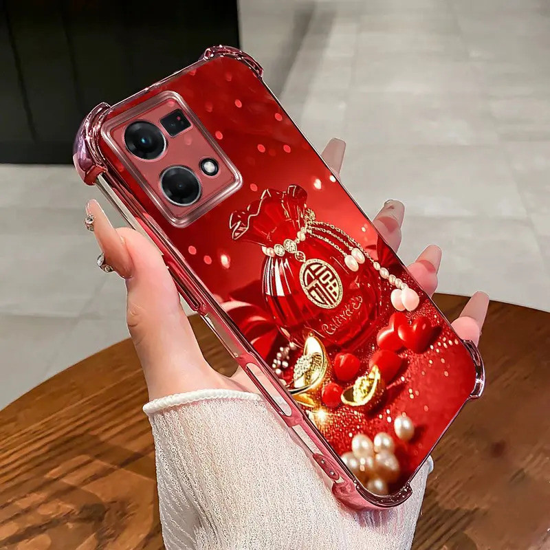 Ốp điện thoại phù hợp cho OPPO Reno8 4G – Chúc mừng năm mới 2026, vỏ mềm trong suốt làm bằng nhựa TPU silicon chống sốc.