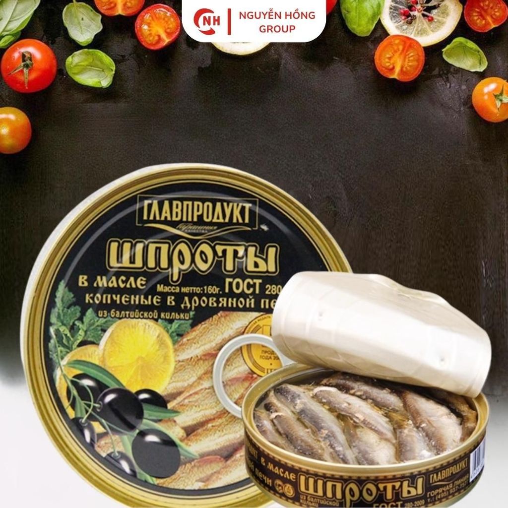 Cá trích baltic ngâm dầu 160g glavproduct nhập khẩu Nga đồ ăn food thức ăn