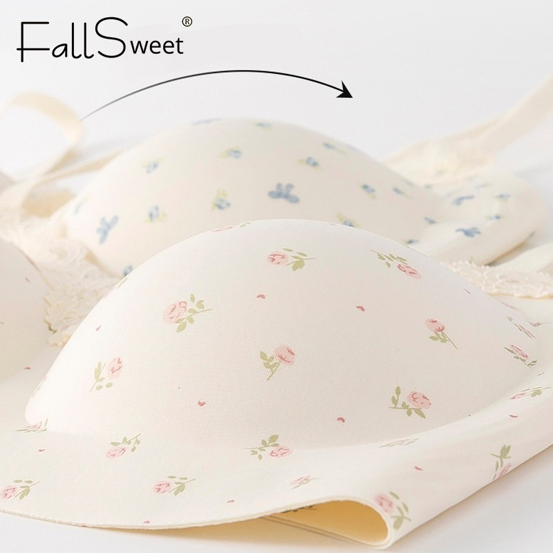 FallSweet Áo Lót Ren Cổ Chữ V Push Up Bralette Cho Nữ - Dây Thoải Mái & Hỗ Trợ Tốt, Thích Hợp Mùa Hè