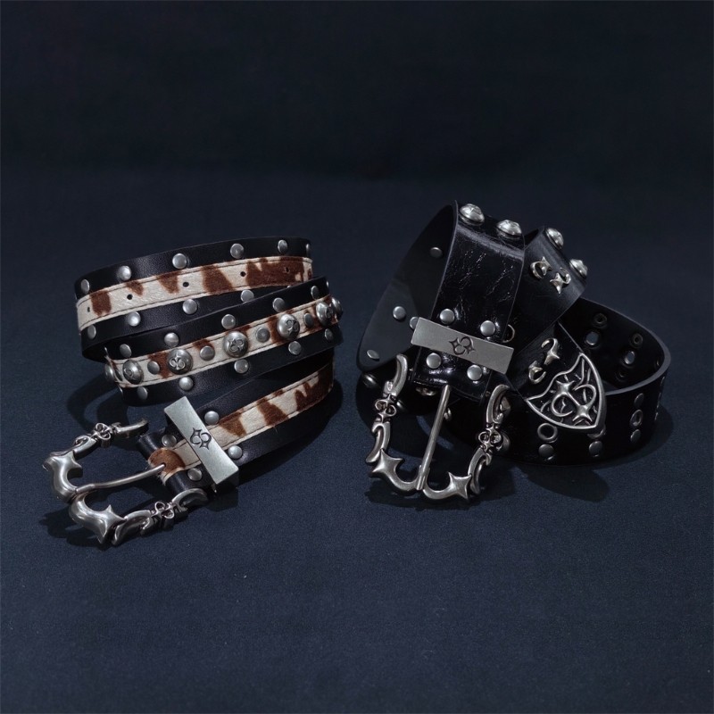 Thắt lưng thời trang nữ phong cách gothic đenpunkrock với khóa độc đáo