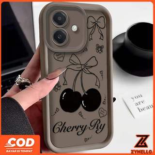 Ốp Lưng Cho OPPO Ren 15F Reno 14F Reno14 Pro Reno13 F Reno12F Reno11F Reno8T Reno8Z Reno7Z Reno8 Reno7 Reno5 Reno4 Ốp Điện Thoại TPU Chống Sốc Anh Đào Màu Đen Đơn Giản Và Phong Cách
