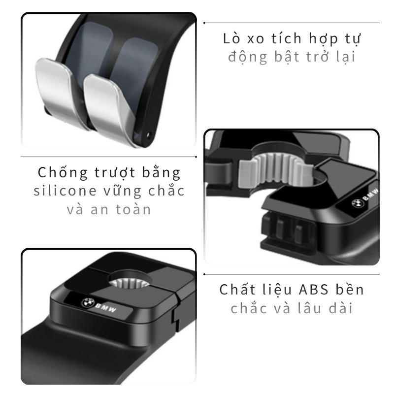 Móc Treo Gập 180° Cho Ô Tô – Hợp Kim + ABS, Gắn Sau Ghế Chắc Chắn, Tiết Kiệm Diện Tích