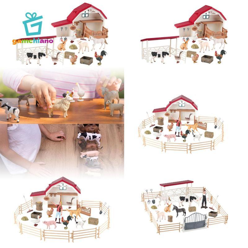 Nhựa Mini Nông Dân Các Bức Tượng Nhỏ Thực Tế Gia Cầm Trang Trại Động Vật Playset Đồ Chơi Thu Nhỏ Cho Nhà Búp Bê Bộ