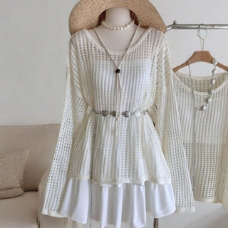 Bộ Áo khoác lưới kiểu Hàn Quốc, chân váy và áo camisole nhỏ nữ tính ngọt ngào cho Nữ mùa Hè