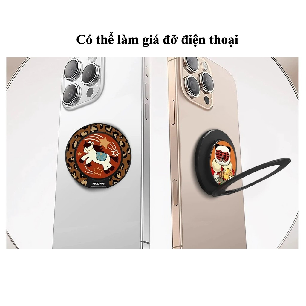 Giá đỡ KICK-POP từ tính bản nâng cấp, dành cho điện thoại, siêu mỏng nhẹ, hít chắc chắn, hỗ trợ cầm máy, đa dạng màu sắc