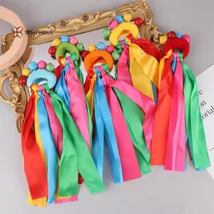 < WHPHous-t > 1 Chiếc Ruy Băng Cổ Tay Trẻ Em Đội Thể Thao Pompom Cổ Vũ Trận Đấu Lớn Pom Club Đạo Cụ Khiêu Vũ Vòng Tay Đàn Hồi Có Dây Đàn Hồi Đẹp