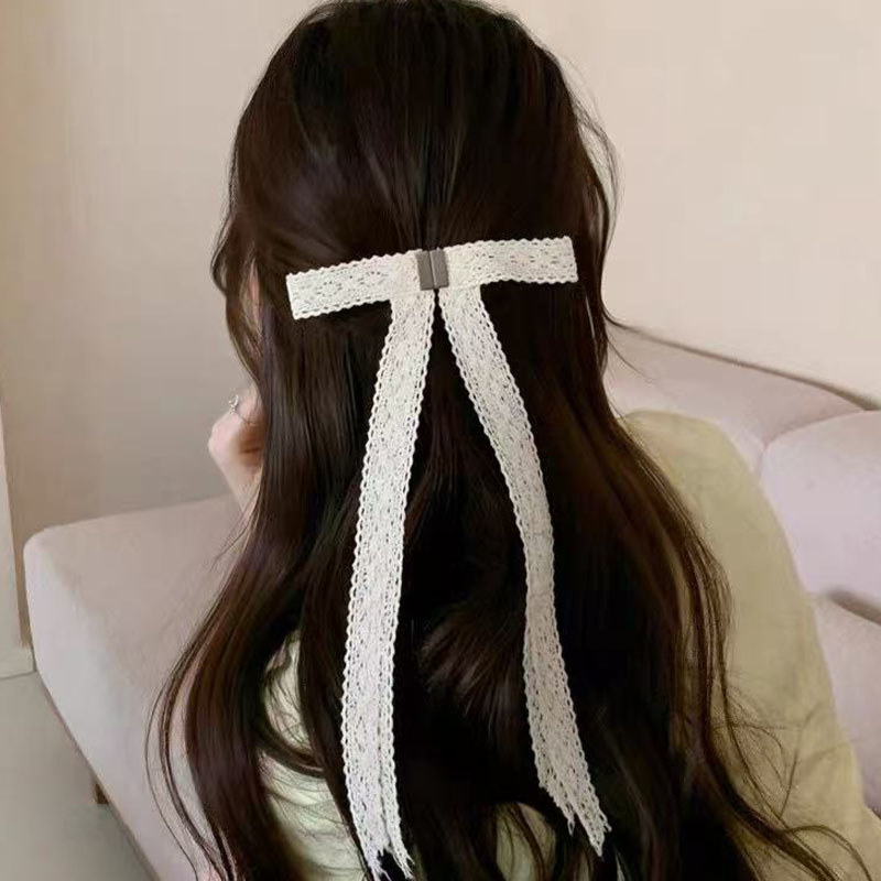 Mới Kẹp Tóc Ren Nơ Satin Cao Cấp, Tinh tế và Dễ Dàng Tháo Lắp