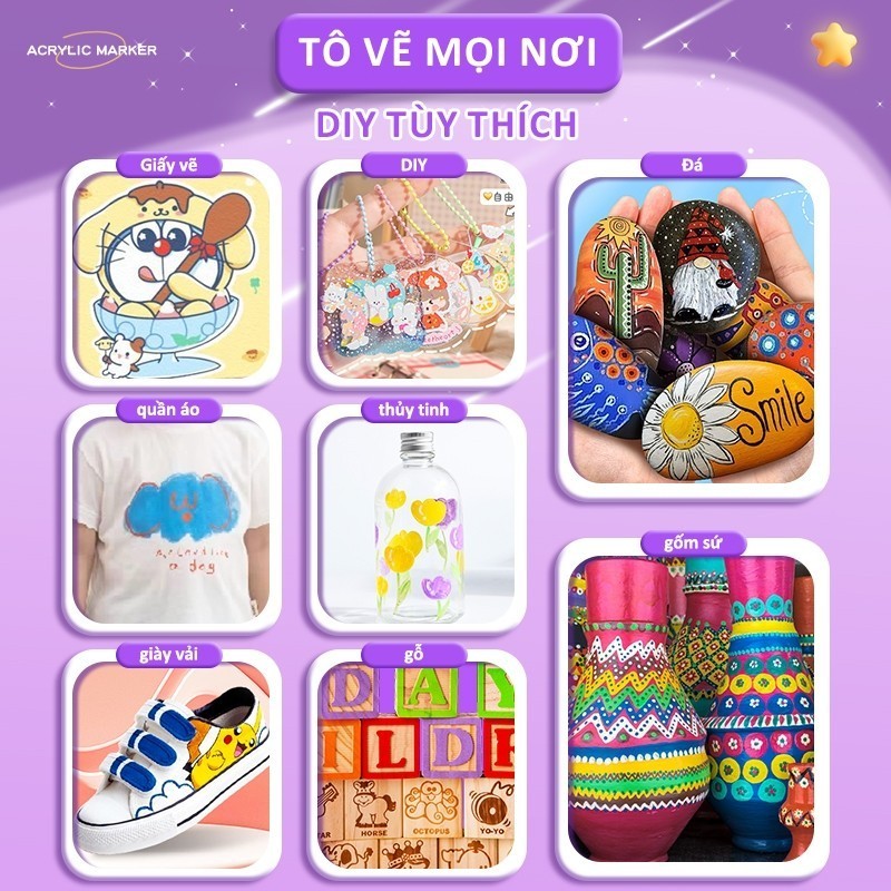 Bộ bút dạ hoạt hình cao cấp - Nhiều màu để lựa chọn, an toàn dành riêng cho trẻ em, không lem màu
