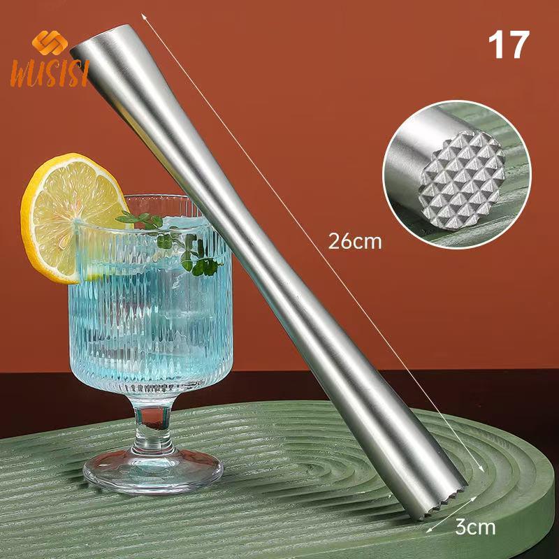 [WUSISI] Búa đá nghiền bằng thép không gỉ Đa chức năng Popsicle Sti Cotail Swizzle Sti Fruit Lemon Muddle Bar Dụng cụ MỚI