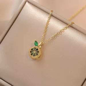 Vòng cổ thép titan zircon mặt chanh phong cách Hàn Quốc Mori - Quà tặng Valentine độc đáo