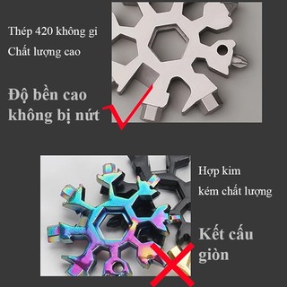Cờ lê vạn năng 18 trong 1 nhỏ gọn tiện mang theo Cờ lê hình bông tuyết،Mở ốc, bu lông