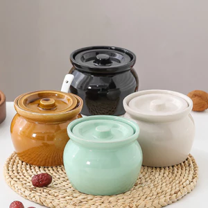 Nồi sóng Stew Pot Chống nước Stew Thực phẩm một người Nồi trứng hấp có nắp Nồi súp Phong cách Trung Quốc Sa Hạt Ăn Nhẹ Gốm Đun Lửa
