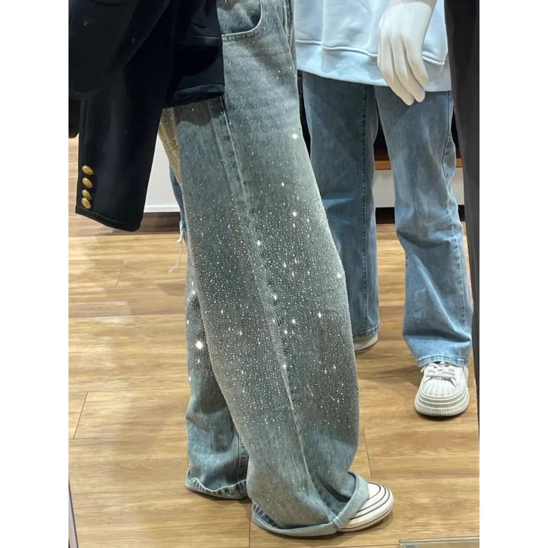 Quần jeans nữ kim cương Gypsophila - Mùa xuân 2026, thiết kế eo cao và ống rộng