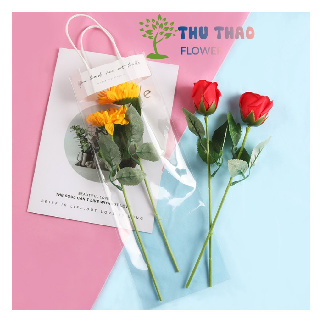 [HỎA TỐC HCM] Túi kính trong suốt (10 CÁI) túi nilong đựng quà tặng dày dặn, đựng hoa sáp hoa kẽm nhung  ANGIHOME