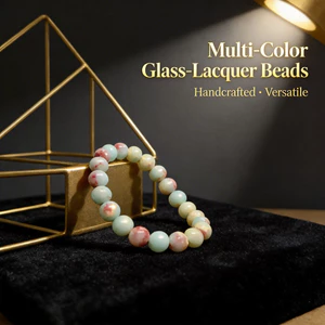 Unisex Shoushan Vòng Tay Đá-Đầm Hạt Nhiều Màu Thủy Tinh-Lacquer Handmade-Thời Trang Phong Cách OL Đa Năng Dịp