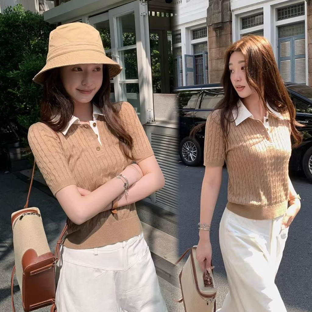 SUXI Mới Áo Polo Nữ Cổ Cáo Tay Ngắn Phù Hợp Mùa Hè 260410