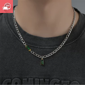 Dây chuyền ngọc lục bảo và titan cổ điển, phù hợp xu hướng hip-hop