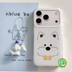 Ốp Điện Thoại Con Chó Con Dễ Thương Có Mặt Dây Chuyền Cho OPPO Find X9 X8 X6 X5 Pro X7 Ultra X8s Plus X3 Lite Reno 6 6Z 5 Pro 5K 5Z 5F 4 Lite 4F Z K F Vỏ Kem Hoạt Hình Ins Phong Cách