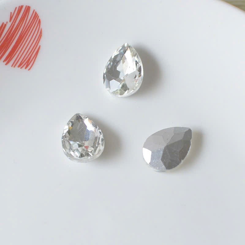 Set Charm Nơ Bạc Gương & Đá Pha Lê Trái Tim Sang Chảnh Lấp Lánh Phong Cách Thanh Lịch Cao Cấp Trang Trí DIY Xinh Xắn