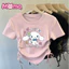 Áo trẻ em cổ tròn ngắn tay dây rút in hình hoạt hình Sanrio dành cho bé gái