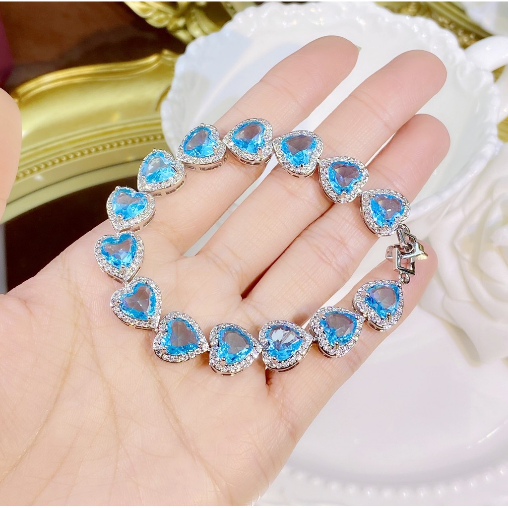 Vòng tay hình trái tim kim cương carbon cao cấp siêu sáng, phong cách sang trọng
