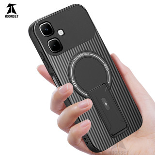 Dành Cho infinix Smart 20 4G / Smart 10 Plus / Spark Go 2 Ốp điện thoại Kết Cấu Sợi Carbon Mặt Sau Cứng Từ Tính Có Chân Đế Cạnh TPU Mềm Chống Sốc Mỏng