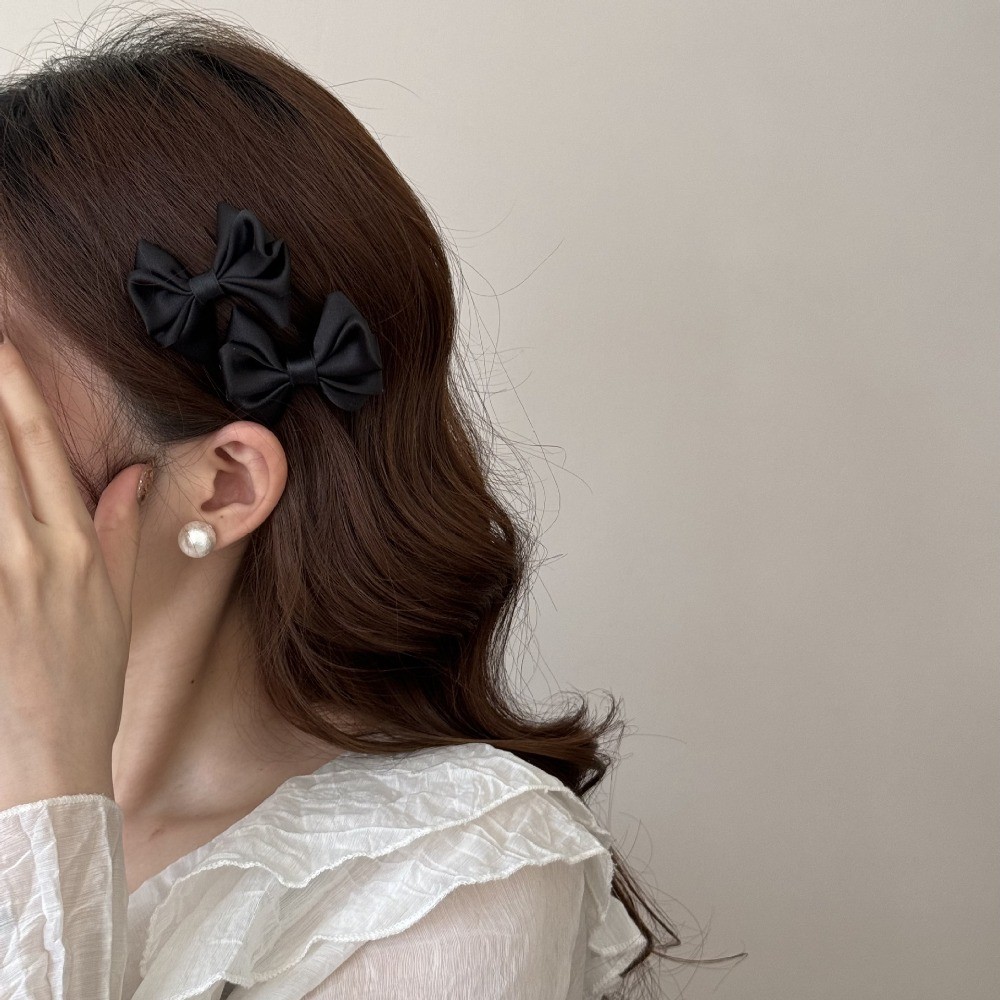 Kẹp tóc mỏ vịt satin mặt nơ nhỏ, thiết kế quá khổ cho nữ