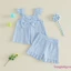 Trang phục mùa hè cho bé gái mới biết đi Nơ trang trí thường ngày Viền cổ vuông Áo bay + Quần short Bộ 2 chiếc