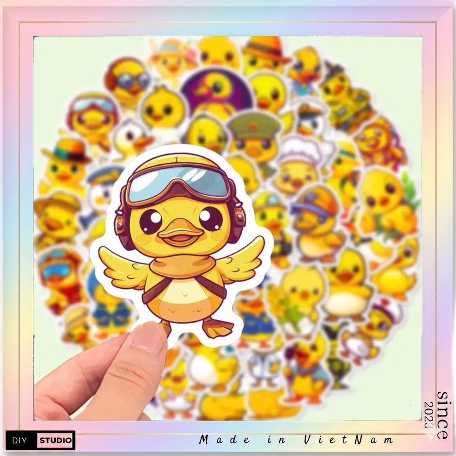 50 Sticker Vịt Vàng chống nước sticker dán mũ bảo hiểm, laptop, điện thoại, đàn guitar, vali. MSP