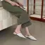TT Phong Cách Hàn Quốc Dệt Nữ 2026 Mùa Hè Mũi Nhọn Dày Gót Giữa Thấp Gót Lười Mules Chống Trơn Trượt