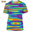 Mùa hè đầy màu sắc 3D in hình Neon trừu tượng Áo thun ngắn tay thông thường dành cho nam, Áo thun hợp thời trang