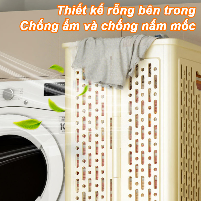 Giỏ Đựng Quần Áo Bẩn Gấp Gọn Có Bánh Xe - Đa Năng, Dung Tích Lớn, Dùng Cho Gia Đình, Nhà Tắm