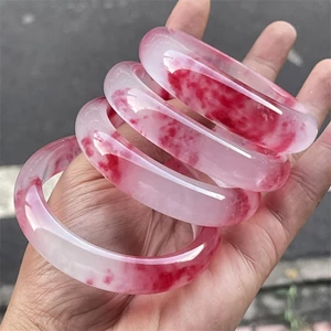 Đá vòng tay thạch anh hồng hoa nổi từ đá tự nhiên trong suốt - Quà tặng lý tưởng cho người trẻ