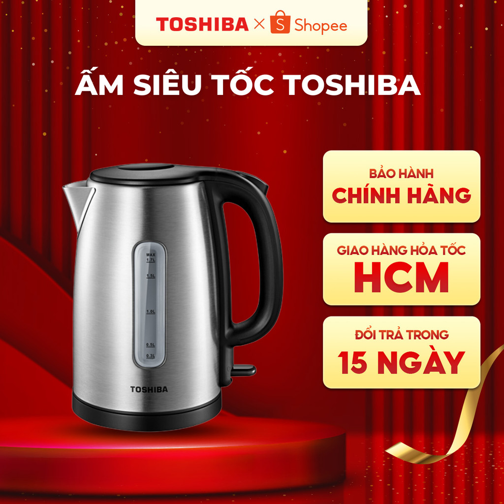Ấm siêu tốc Toshiba KT-17SH1NV - Dung tích 1.7L - Bảo hành chính hãng 12 tháng