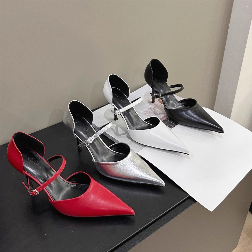 TT Phong Cách Hàn Quốc Mũi Nhọn Giày Sandal Cao Gót Nữ Mùa Hè Sang Trọng Giày Đơn