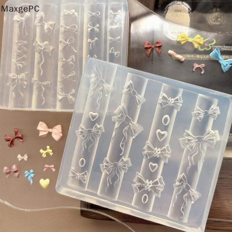 khuôn silicon nail Bowknot khuôn cho móng tay nghệ thuật dập stencils UV Gel đánh bóng thiết kế trang trí nội thất