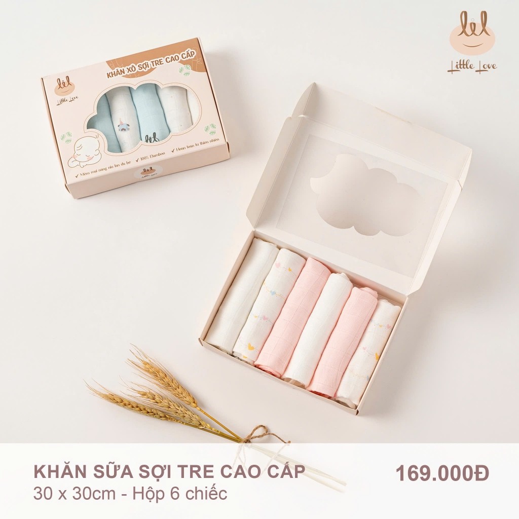 Sét 6 Khăn xô sữa [ Bamboo - sợi tre cao cấp -Siêu thấm hút & mềm ]  (BBKS02) kích thước 30cmx30cm